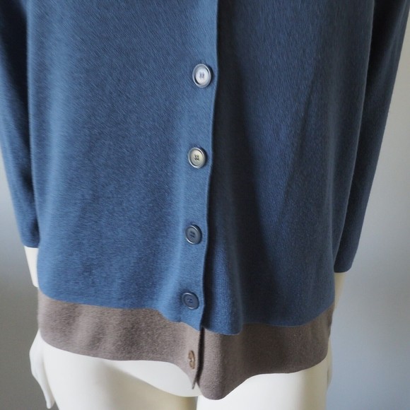 Akris Punto Silk Cashmere Double Layered Cardigan Color Block Blue-Brown - Picture 9 of 12